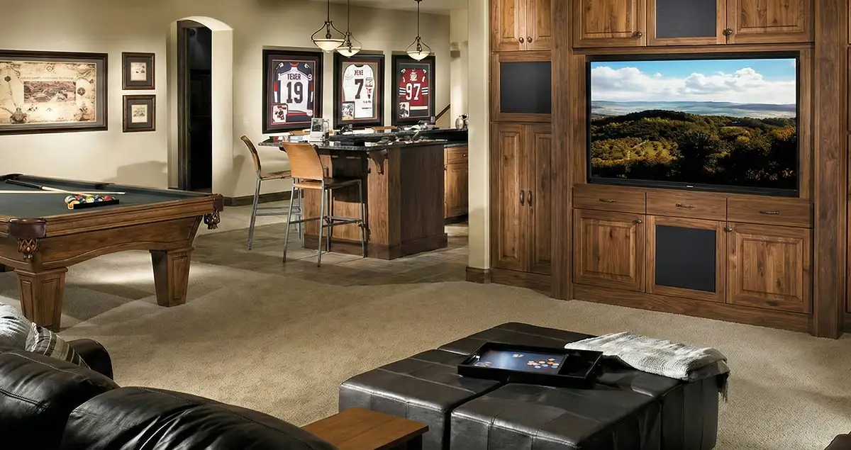 finished basement remodeling project transforming a basement into a comfortable living space in Jacksonville, FL