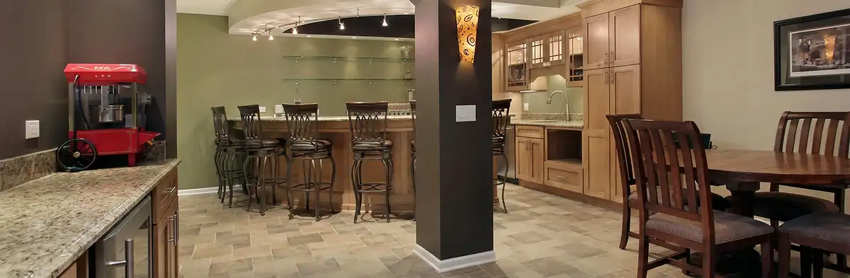 modern basement remodeling with custom finishes and open layout in a home in Jacksonville, FL