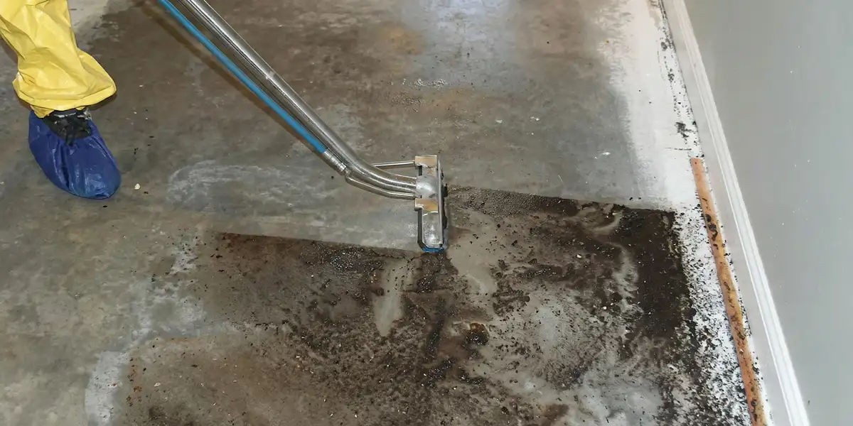 sewage removal technicians extracting contaminated wastewater from a residential floor in Jacksonville, FL