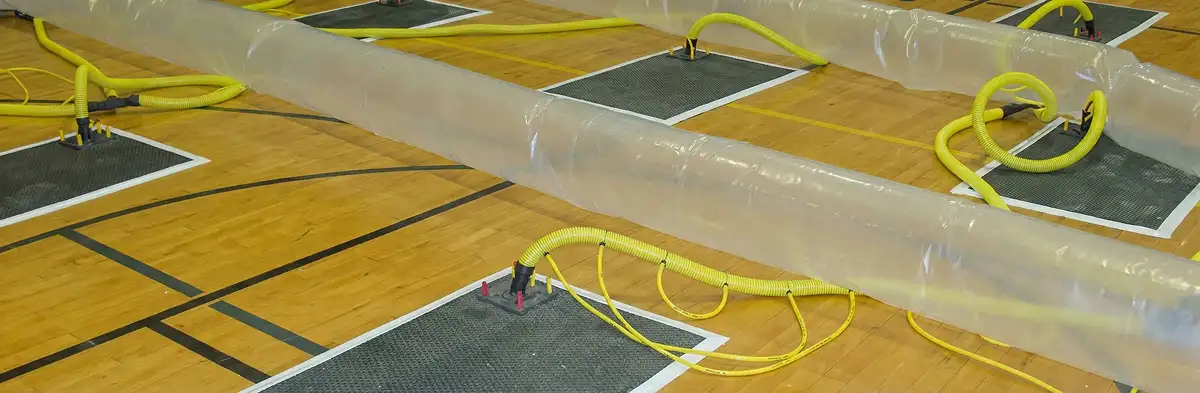 water clean up drying system set up to remove moisture and prevent further damage in Jacksonville, FL